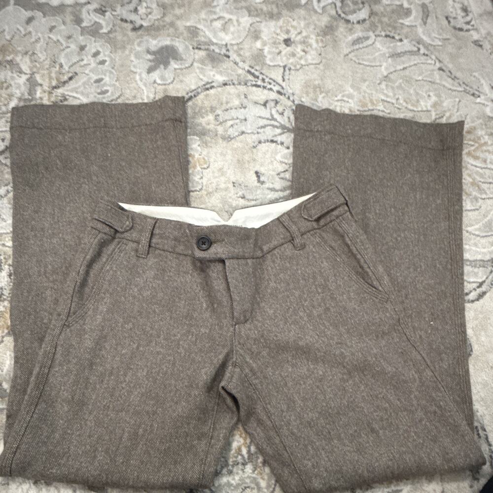 Banana Republic Women’s Brown Solid Dress Pants Lined Pockets Tweed Wool 2